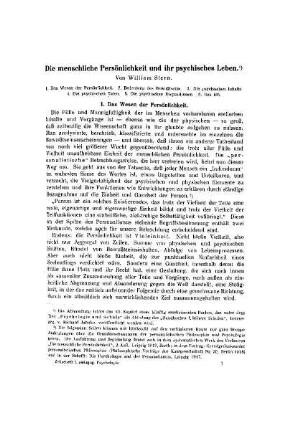 Die menschliche Persönlichkeit und ihr psychischen Leben