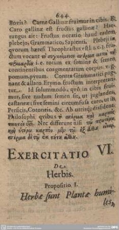 Exercitatio VI. De Herbis.