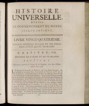 Chapitre VII. Histoire de Parme et de Plaisance.