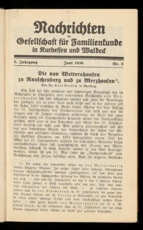5. Jahrgang, Nr. 2, Juni 1930