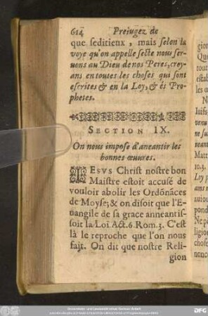 Section IX. On nous impose d'aneantir les bonnes oeuvres.