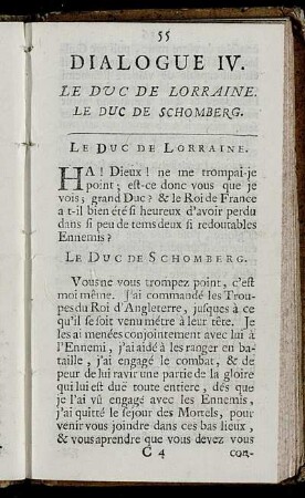Dialogue IV. Le Duc De Lorraine. Le Duc De Schomberg.