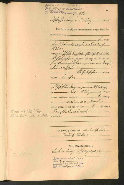 Standesamtsbuch der Stadt Aschaffenburg: Geburten 365/1900 - 184/1901