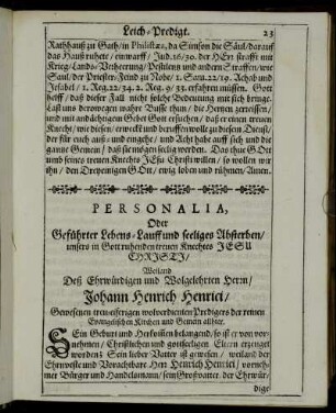 Personalia, Oder Geführter Lebens-Lauff und seeliges Absterben [...]