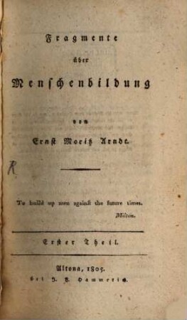 Fragmente über Menschenbildung, 1