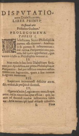 Disputationum Dialecticarum.