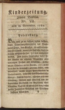 Nro. VII. vom 18. November 1782