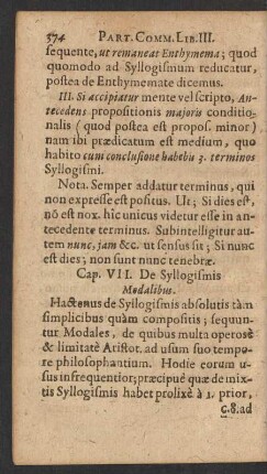 Cap. VII. De Syllogismis Modalibus.