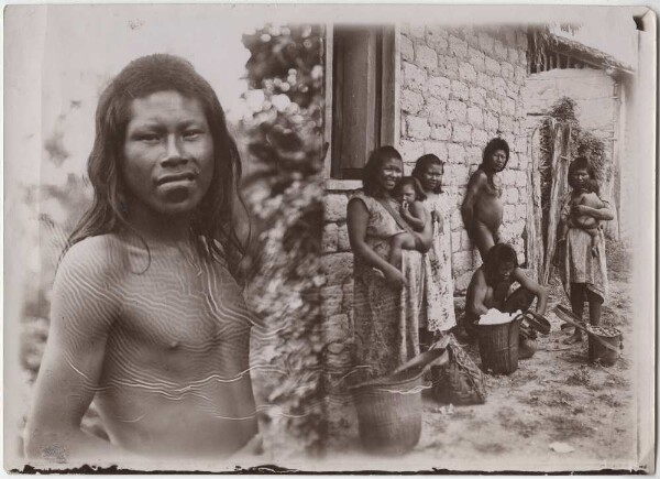 Kayapo in front of the mission school in Conceição