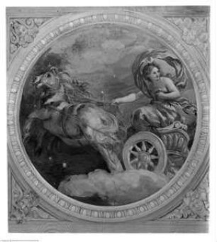 Ausmalung des Salone, Szenen aus der klassischen Mythologie und römischen Geschichte, Allegorie der Jahreszeiten und die zwölf Tierkreiszeichen, Luna in ihrem Wagen