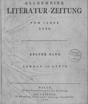 1820: Allgemeine Literatur-Zeitung