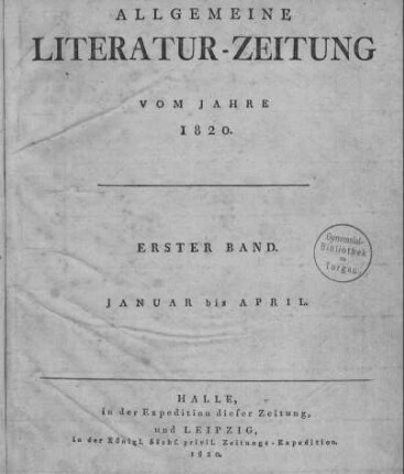 1820: Allgemeine Literatur-Zeitung