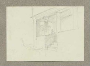 Loggia und Anlegestelle mit Gondel in Venedig