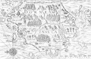 Beschreibung der Insel Borneo - Buchseite aus de Bry, Amerika/II