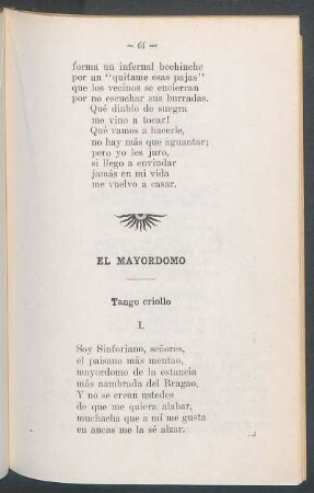 El mayordomo : Tango criollo