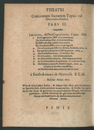 Theatri Concionum Sacrarum Topici vel Theoretico-Practici. Pars II.