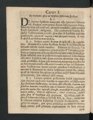 Caput I. Ea evolvens, quae ad Epistola Historiam spectant.