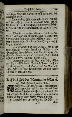 Auf das Fest der Reinigung Mariä.