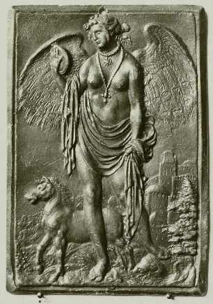Allegorische Figur der Eitelkeit : Allegorische Figur der Eitelkeit. Bleiplakette in der Art Peter Flötners. Verwalter, Dresden, Kunstgewerbemuseum