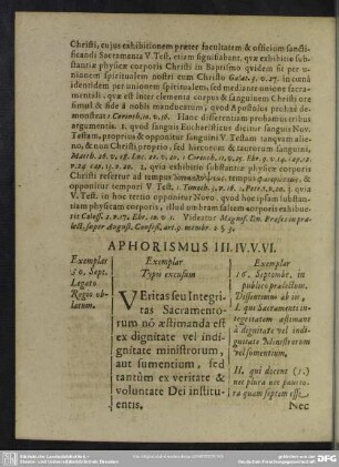 Aphorismus III. IV. V. VI.