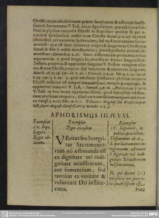 Aphorismus III. IV. V. VI.