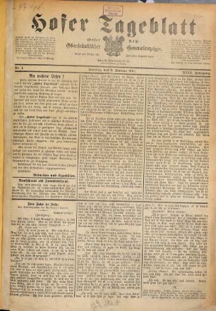 Hofer Tageblatt : oberfränkischer Generalanzeiger ; unparteiische und unabhängige Zeitung. 1891,1/6 = Jg. 13