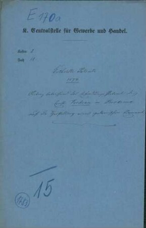 Patent des Ernst Verdeau in Bordeaux auf die Herstellung eines galvanischen Elements