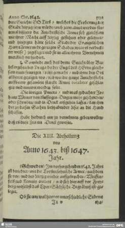 Die XIII. Abtheilung. von Anno 1643. biß 1647. Jahr