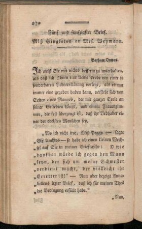 Fünf und funfzigster Brief. Miß Singleton an Mrs. Weymann.