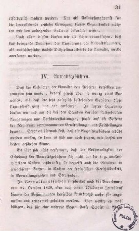 IV. Anwaltsgebühren.