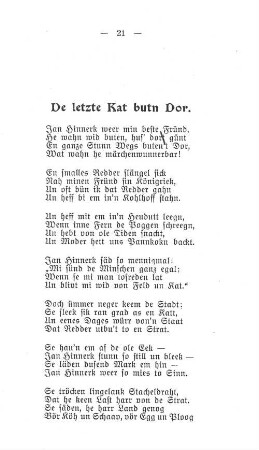 De Letzte Kat butn Dor.