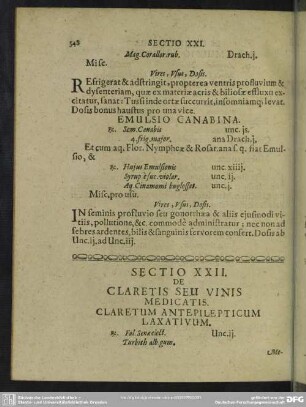Sectio XXII. De Claretis Seu Vinis Medicatis