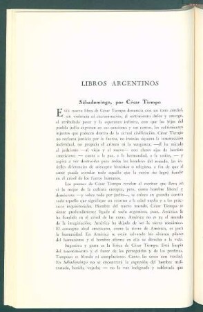 Libros argentinos : Sábadomingo, por César Tiempo
