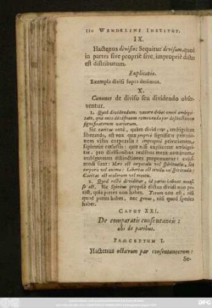 Caput XXI. De comparatis consentaneis: ubi de paribus.