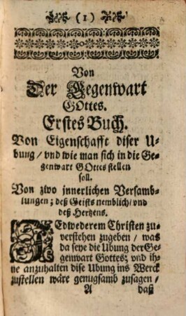 Gegenwart Gottes, In sich enthaltende Alle Grund-Sätz deß Innerlichen Lebens