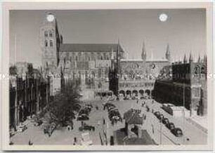 Lübeck, Kohlmarkt, Rathaus und Kirche St. Marien