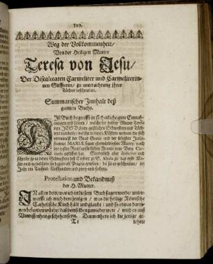 Weg der Vollkommenheit, Von der Heiligen Mutter Teresa von Jesu [...]