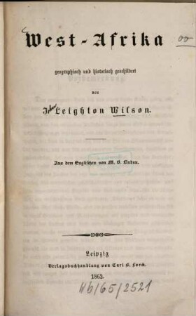 West-Afrika : Geographisch u. hist. geschildert. Aus d. Engl. v. M B Lindau