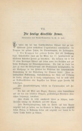 VII. Die heutige chinesische Armee