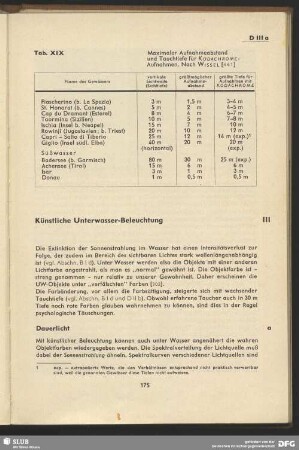 III Künstliche Unterwasser-Beleuchtung