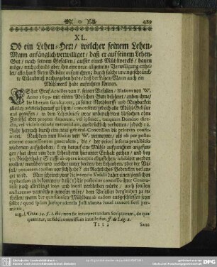 XL. [Bedencken, In Materia Molendinari]