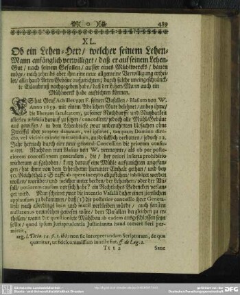 XL. [Bedencken, In Materia Molendinari]