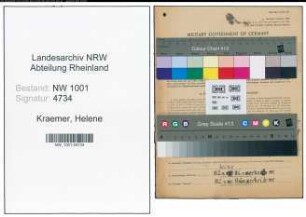 Entnazifizierung Helene Kraemer, geb. 11.01.1875 (Verwalterin)