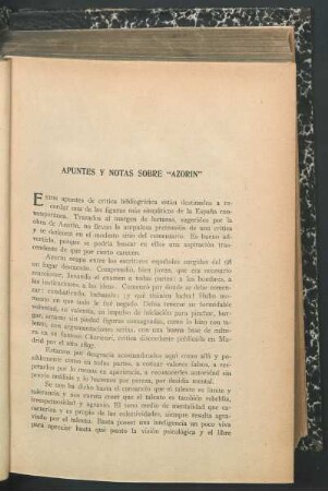 Apuntes y notas sobre "Azorín"
