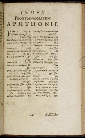 Index Progymnasmatum Aphthonii.
