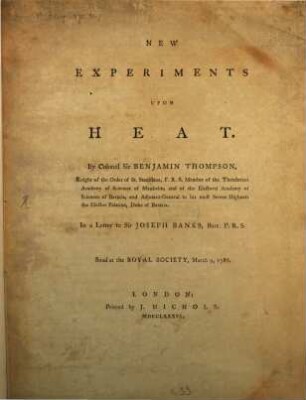 New Experiments Upon Heat