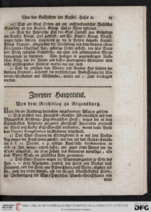 Zweyter Haupttitul. Von dem Reichstag zu Regensburg