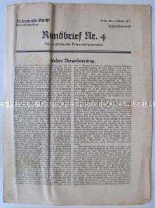 Mitteilungsblatt der Bekennenden Kirche Berlin- Brandenburg zur Situation der evangelischen Kirche unter der NS-Regierung