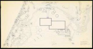 Wohnhaus Axel Springer auf Schwanenwerder, Berlin-Nikolassee: Lageplan mit Terrassenentwurf 2, 1:100