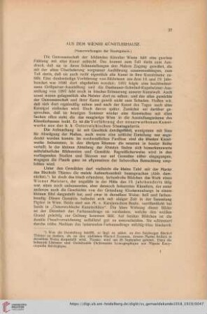 Aus dem Wiener Künstlerhause : (Neuerwerbungen der Staatsgalerie)